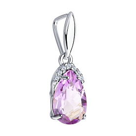 Подвеска SOKOLOV - Серебро 925, Аметист, Фианит (арт. 92030312)