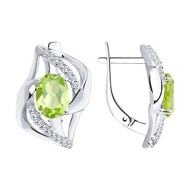 Серьги Diamant - Серебро 925, Фианит, Хризолит (арт. 94-320-00569-1)