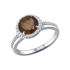 Кольцо SOKOLOV - Серебро 925, Раухтопаз, Фианит (арт. 92010970)