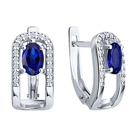 Серьги SOKOLOV - Серебро 925, Синтетический сапфир , Фианит (арт. 88020085)