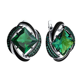 Серьги SOKOLOV - Серебро 925, Синтетический ситалл , Фианит, Эмаль (арт. 92021455)