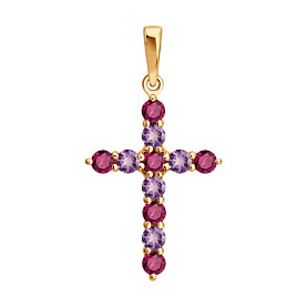 Подвеска SOKOLOV - Золото 585, Аметист, Родолит (арт. 733125)