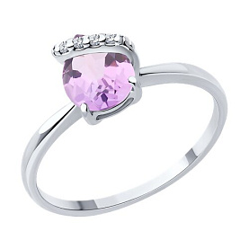 Кольцо SOKOLOV - Серебро 925, Аметист, Фианит (арт. 92014430)