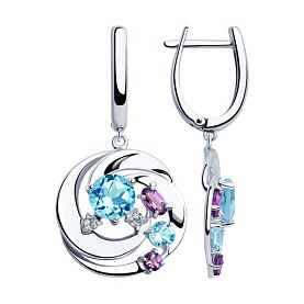 Серьги SOKOLOV - Серебро 925, Аметист, Топаз, Фианит (арт. 92022090)