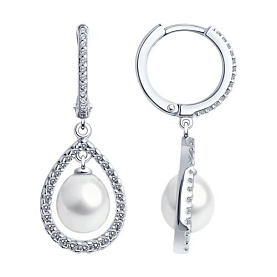 Серьги SOKOLOV - Серебро 925, Жемчуг культивированный, Фианит (арт. 92022916)
