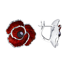 Серьги SOKOLOV - Серебро 925, Жемчуг имитация, Эмаль (арт. 94023778)