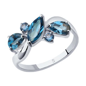 Кольцо SOKOLOV - Серебро 925, Топаз лондон (арт. 92011657)