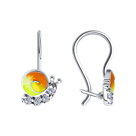 Серьги Diamant - Серебро 925, Фианит, Эмаль (арт. 94-120-01541-1)