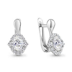 Серьги Аквамарин - Серебро 925, Фианит (арт. 49176А.5)