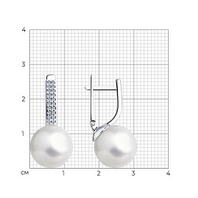 Серьги Diamant - Серебро 925, Жемчуг имитация, Фианит (арт. 94-120-01173-1)