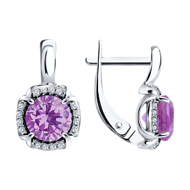 Серьги SOKOLOV - Серебро 925, Аметист, Фианит (арт. 92021682)