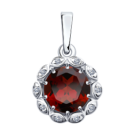 Подвеска SOKOLOV - Серебро 925, Гранат, Фианит (арт. 92030486)
