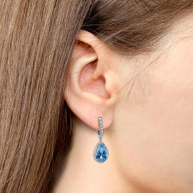 Серьги Аквамарин - Серебро 925, Синтетический топаз (арт. 45016192.5)