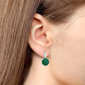 Серьги Аквамарин - Серебро 925, Агат, Фианит (арт. 4749509А.5)