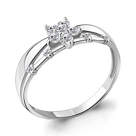 Кольцо Аквамарин - Серебро 925, Фианит (арт. 68007А.5)