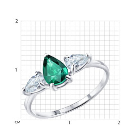 Кольцо SOKOLOV - Серебро 925, Фианит, Изумруд (арт. 63010006)