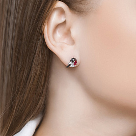 Серьги SOKOLOV - Серебро 925, Синтетический рубин, Фианит (арт. 94022615)