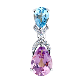 Подвеска SOKOLOV - Серебро 925, Аметист, Топаз, Фианит (арт. 92030418)