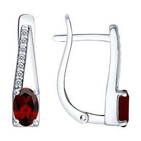 Серьги SOKOLOV - Серебро 925, Гранат, Фианит (арт. 92023283)