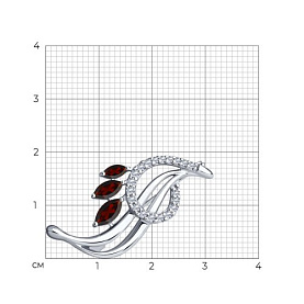 Брошь Diamant - Серебро 925, Гранат, Фианит (арт. 94-340-01048-2)