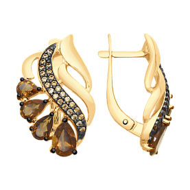 Серьги SOKOLOV - Серебро 925, Раухтопаз, Фианит (арт. 92021578)