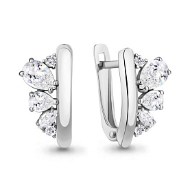 Серьги Аквамарин - Серебро 925, Фианит (арт. 49374А.5)