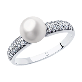 Кольцо SOKOLOV - Серебро 925, Жемчуг культивированный, Фианит (арт. 94012978)