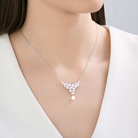 Колье SOKOLOV - Серебро 925, Жемчуг имитация, Эмаль (арт. 94071320)