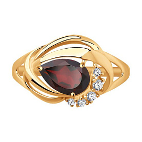 Кольцо SOKOLOV - Серебро 925, Гранат, Фианит (арт. 92012082)