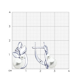 Серьги SOKOLOV - Серебро 925, Жемчуг имитация, Фианит (арт. 94023110)