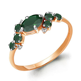 Кольцо Аквамарин - Золото 375, Агат, Фианит (арт. 6597509.8)