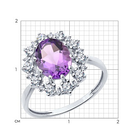 Кольцо Diamant - Серебро 925, Аметист, Фианит (арт. 94-310-02042-3)
