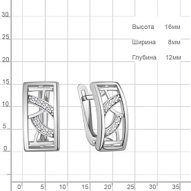 Серьги Аквамарин - Серебро 925, Фианит (арт. 400590А.5)