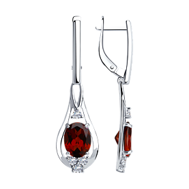 Серьги SOKOLOV - Серебро 925, Гранат, Фианит (арт. 92022278)