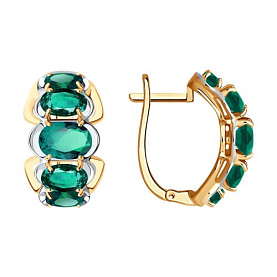 Серьги SOKOLOV - Золото 375, Синтетический изумруд (арт. 37727262)