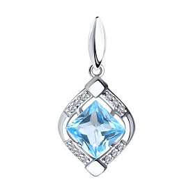Подвеска SOKOLOV - Серебро 925, Топаз, Фианит (арт. 92030354)