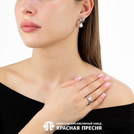 Серьги Красная пресня - Серебро 925, Жемчуг имитация (арт. 33614692Д)