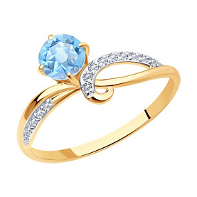 Кольцо Diamant - Золото 585, Топаз, Фианит (арт. 51-310-01503-1)