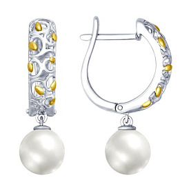 Серьги SOKOLOV - Серебро 925, Жемчуг имитация (арт. 94022698)