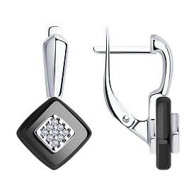 Серьги Diamant - Серебро 925, Керамика, Фианит (арт. 94-120-01270-1)