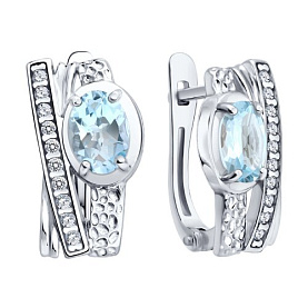 Серьги SOKOLOV - Серебро 925, Топаз, Фианит (арт. 92023334)