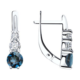 Серьги SOKOLOV - Серебро 925, Топаз лондон, Фианит (арт. 92023060)