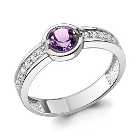 Кольцо Аквамарин - Серебро 925, Аметист, Фианит (арт. 6980004А.5)