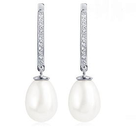 Серьги Platinum Lab. - Платина 950, Жемчуг культивированный, Бриллиант (арт. ПС-213-01)