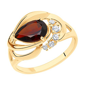 Кольцо SOKOLOV - Серебро 925, Гранат, Фианит (арт. 92012082)