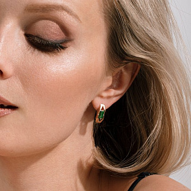 Серьги ЮФ Династия - Золото 375, Синтетический ситалл (арт. 020442-5390)