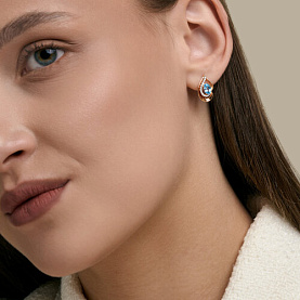 Серьги SOKOLOV - Золото 585, Топаз, Фианит (арт. 729363)