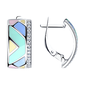 Серьги SOKOLOV - Серебро 925, Фианит, Эмаль (арт. 94022288)