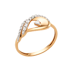 Кольцо ЮФ Династия - Золото 585, Фианит (арт. 002001-1102)