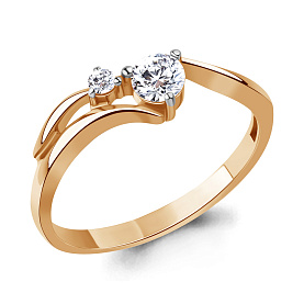 Кольцо Аквамарин - Серебро 925, Фианит (арт. 650109А.6)